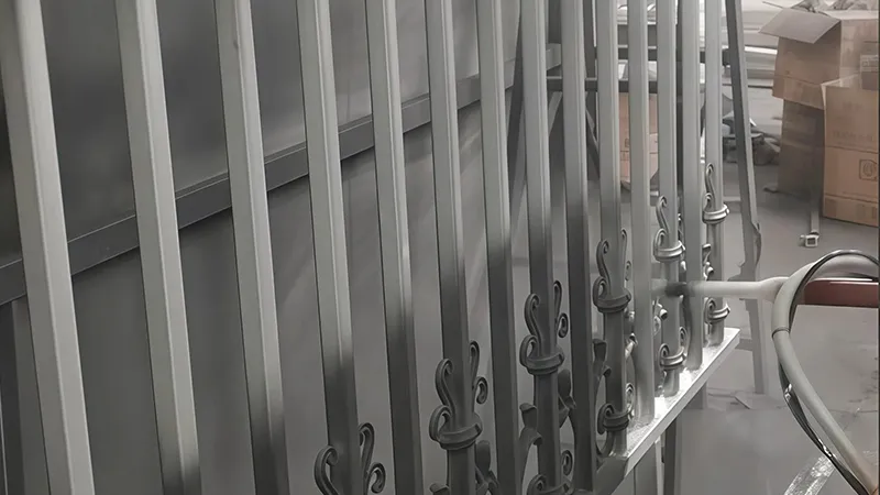 Metal railing spray painting
